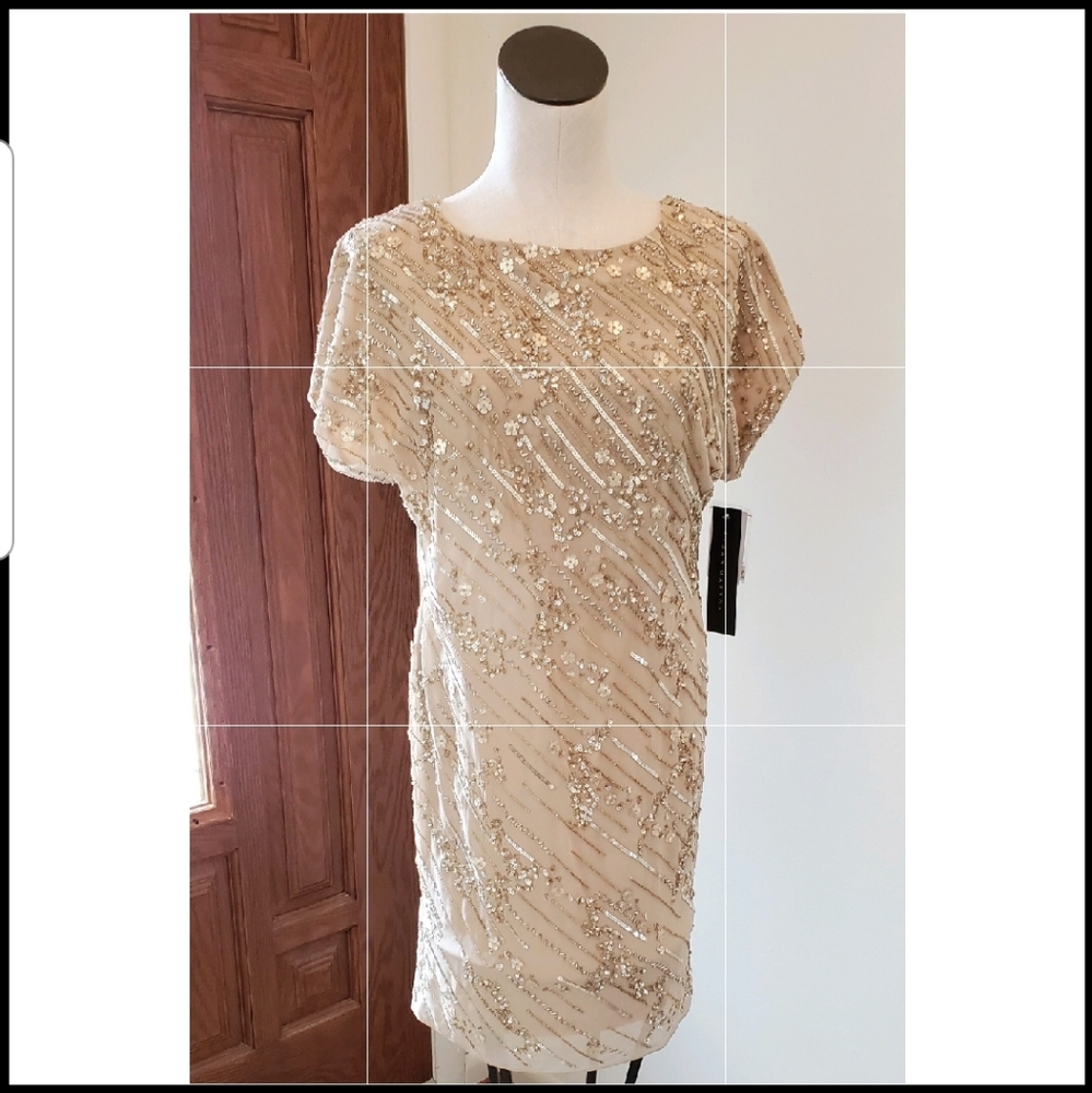 Aidan Mattox Gold/Champagne Beaded Dress